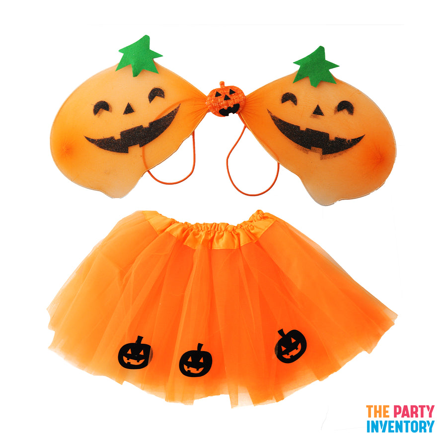 Halloween Pumpkin Wings & Tutu Set