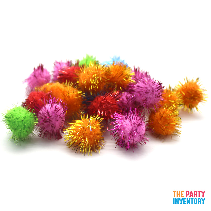 Glitter Craft Pom Poms (Medium)