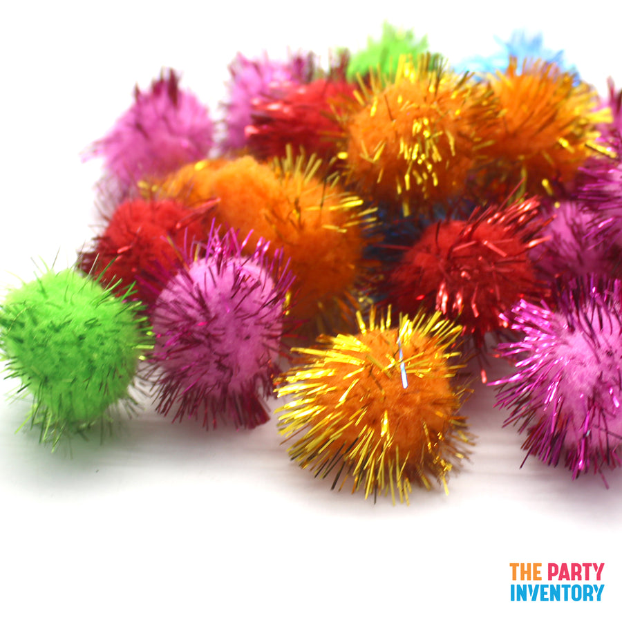 Glitter Craft Pom Poms (Medium)