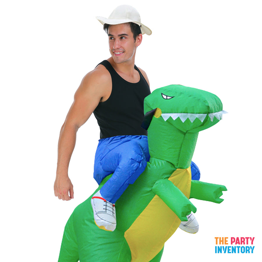 Adult Inflatable Green Dinosaur Rider Costume