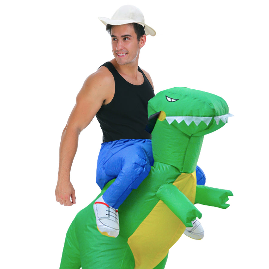 Adult Inflatable Green Dinosaur Rider Costume