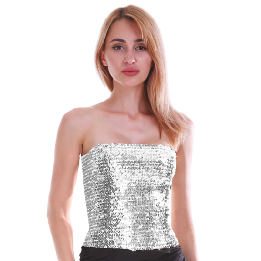 Ladies New Years Eve Sequin Costume Kit (Black and Silver)