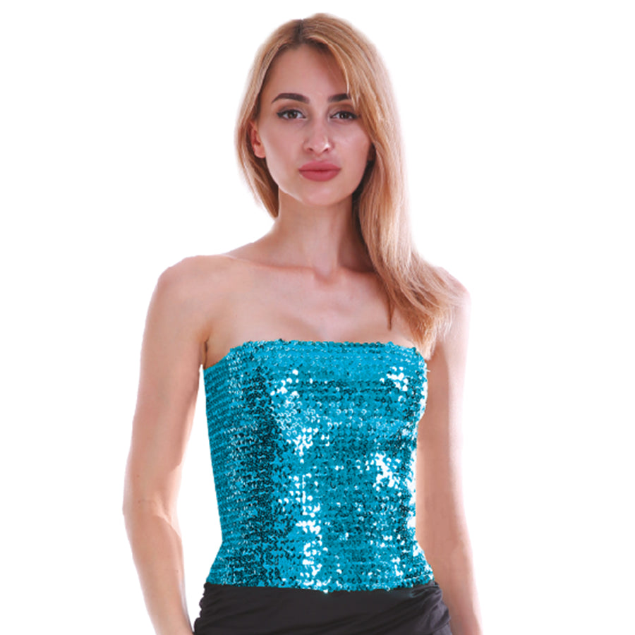 Adult Sequin Bandeau Tube Top (Blue)