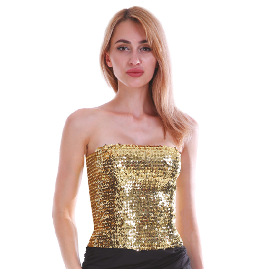 Ladies New Years Eve Sequin Costume Kit (Gold and Black)