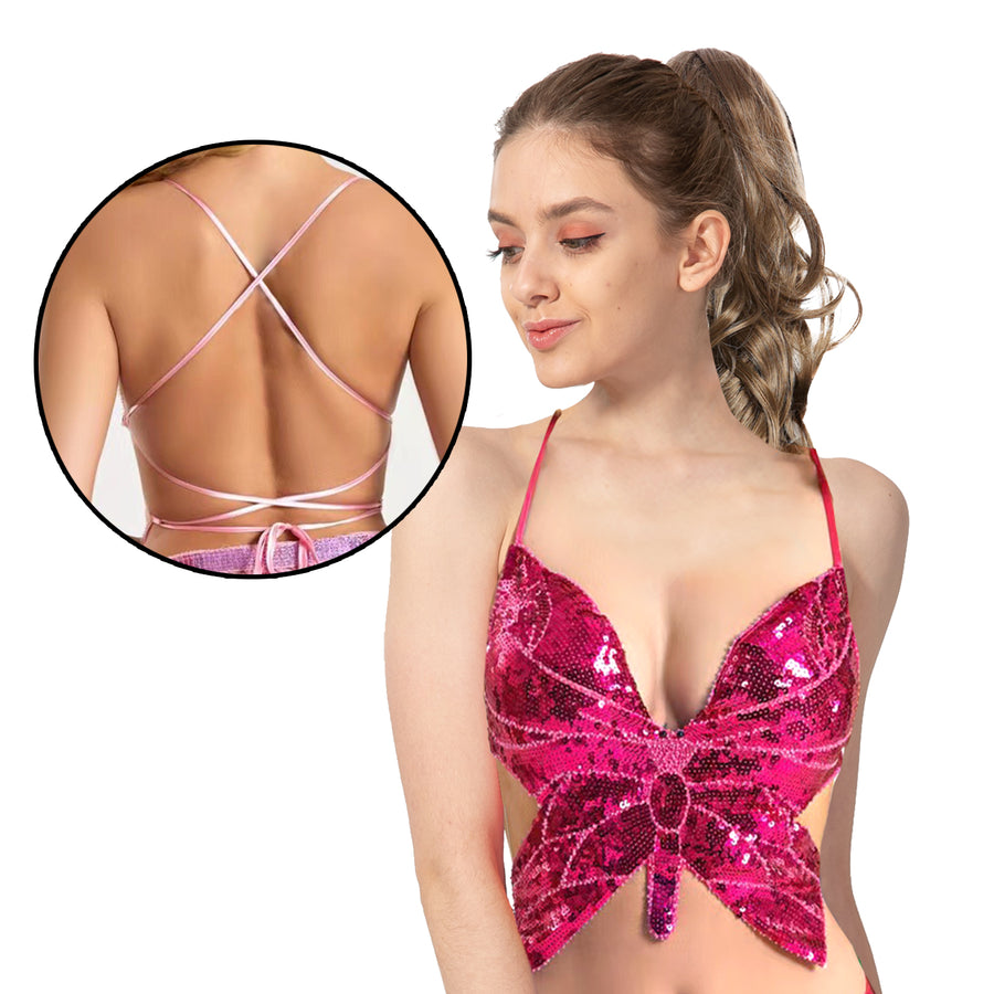 Sequin Butterfly Top (Hot Pink) – The Party Inventory