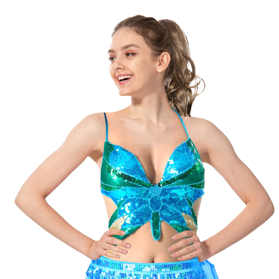 Sequin Butterfly Top (Blue)