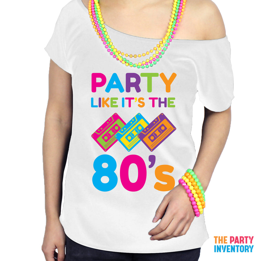 Adult Ladies Party like it’s the 80s Printed T-Shirt