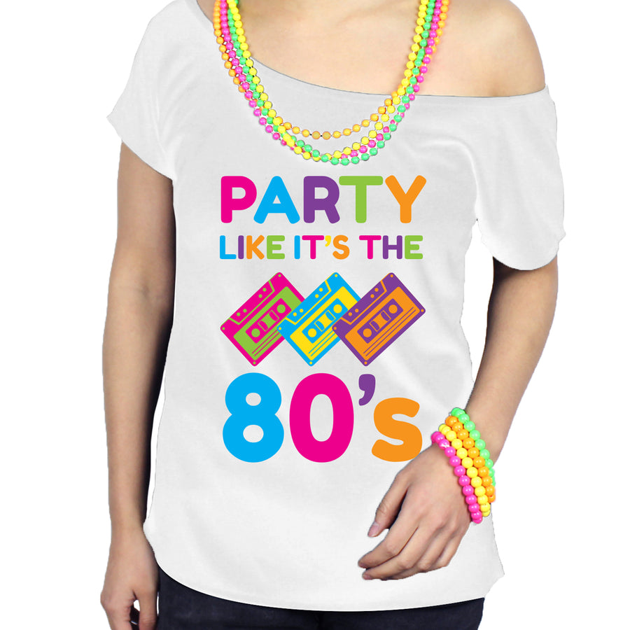 Adult Ladies Party like it’s the 80s Printed T-Shirt