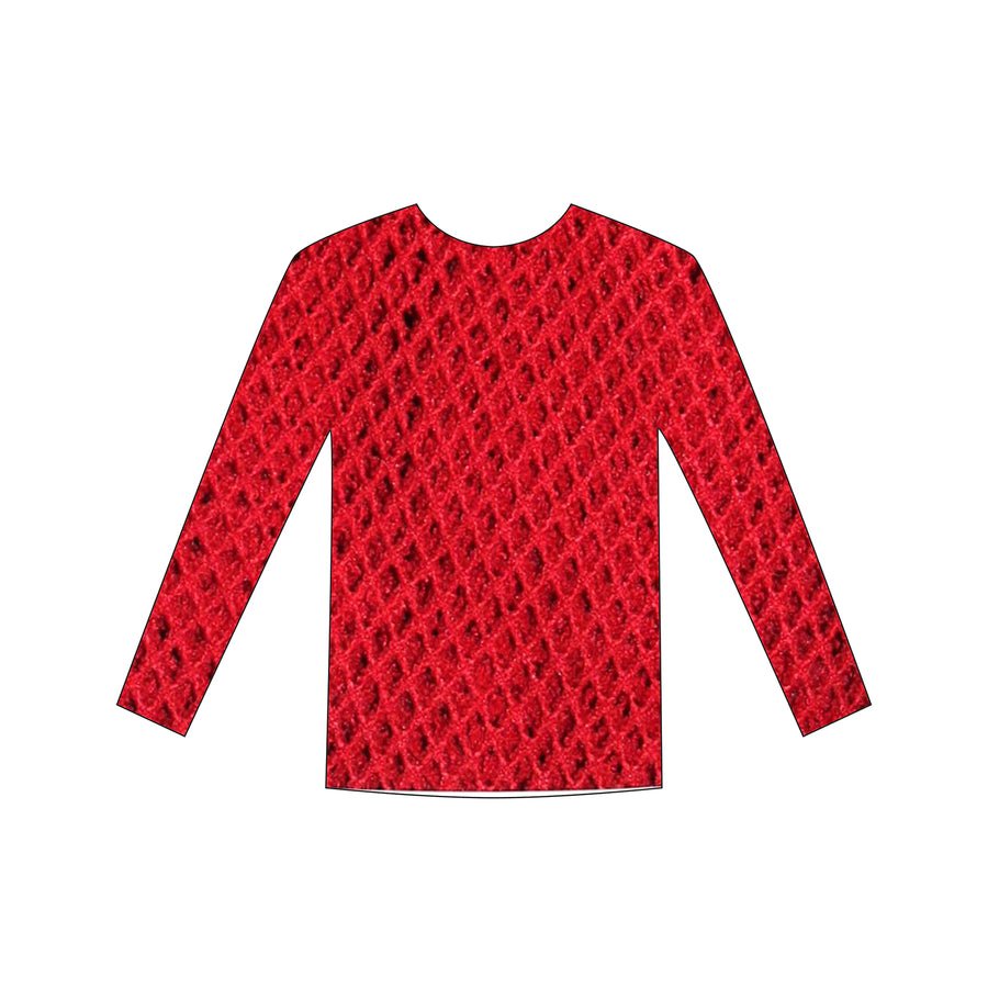 Long Sleeve Fishnet Top (Red)