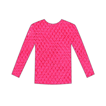 Long Sleeve Fishnet Top (Hot Pink)