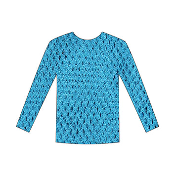 Long Sleeve Fishnet Top (Light Blue)