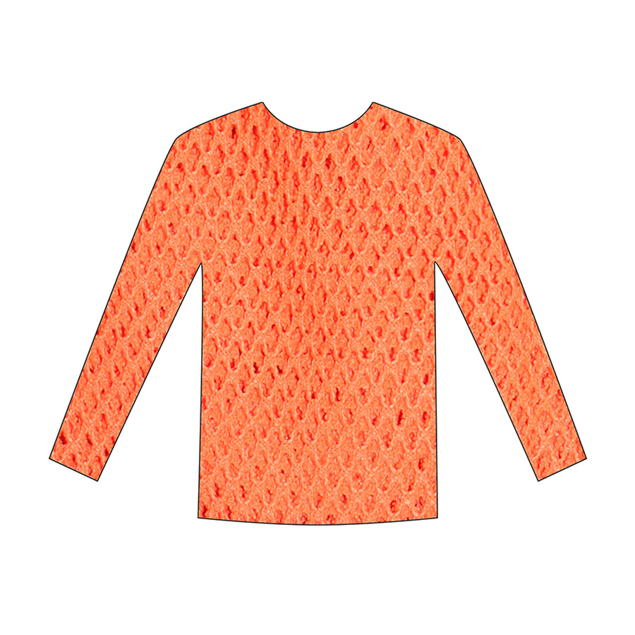 Long Sleeve Fishnet Top (Orange)