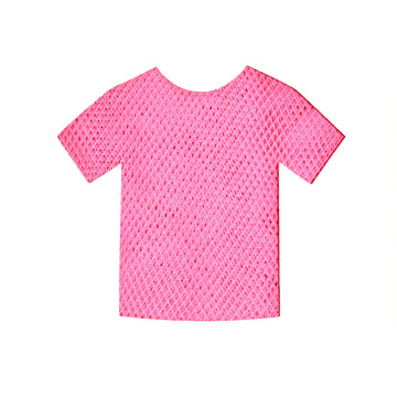 Short Sleeve Fishnet Top (Pink)