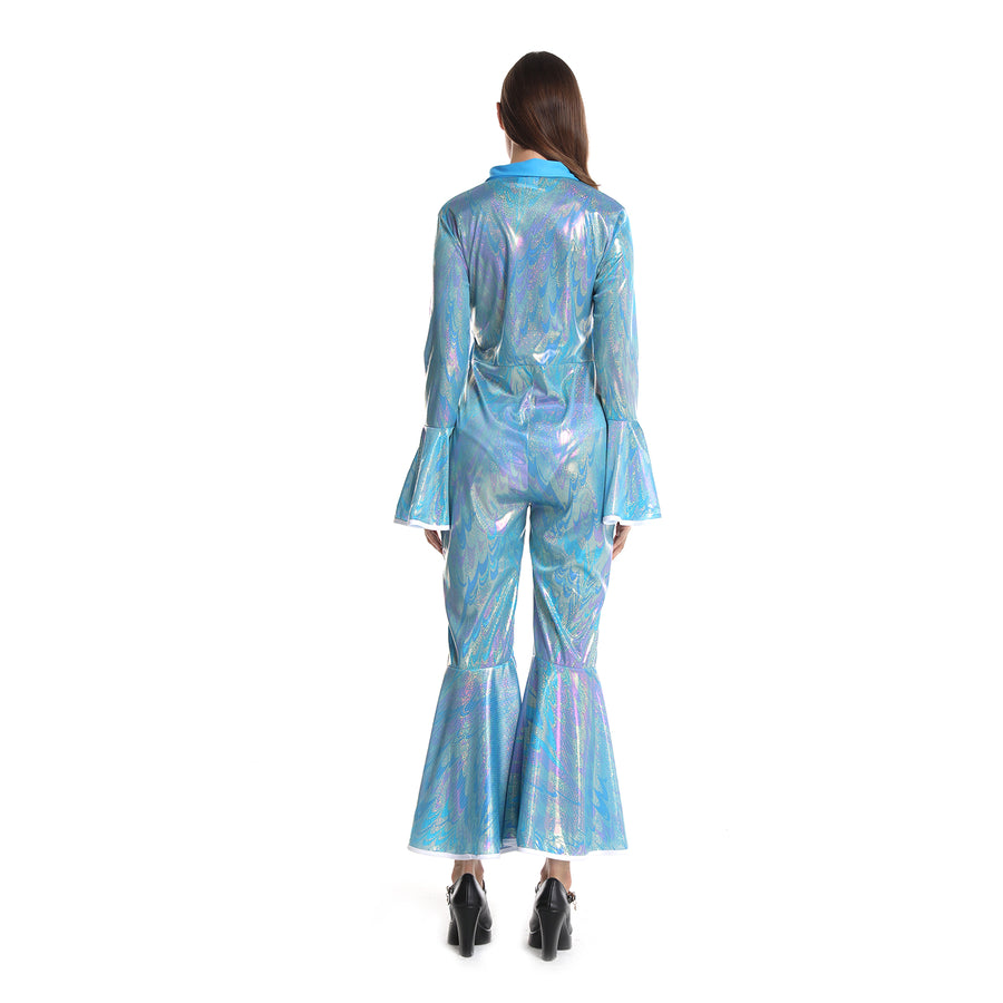 Adult 70s Disco Lady Jumpsuit (Blue)