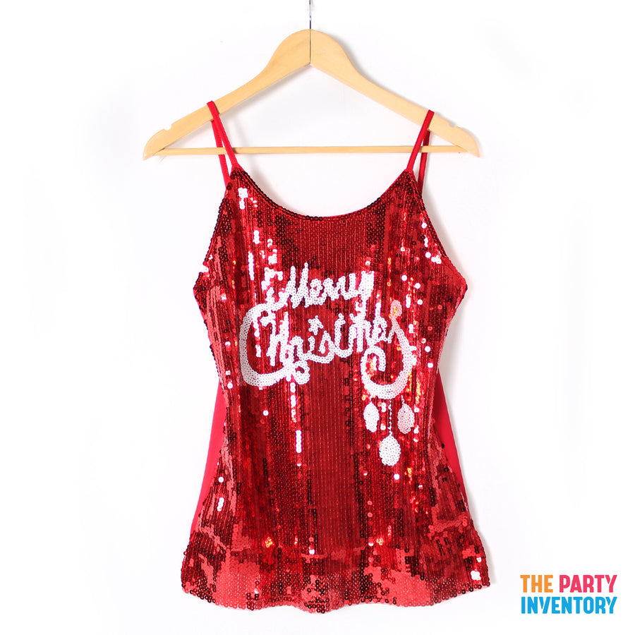 Adult Christmas Sequin Singlet (Merry Christmas)