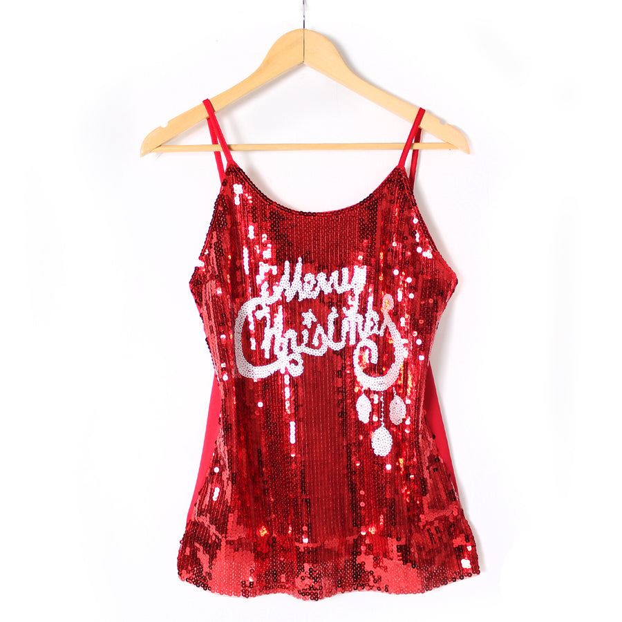 Adult Christmas Sequin Singlet (Merry Christmas)