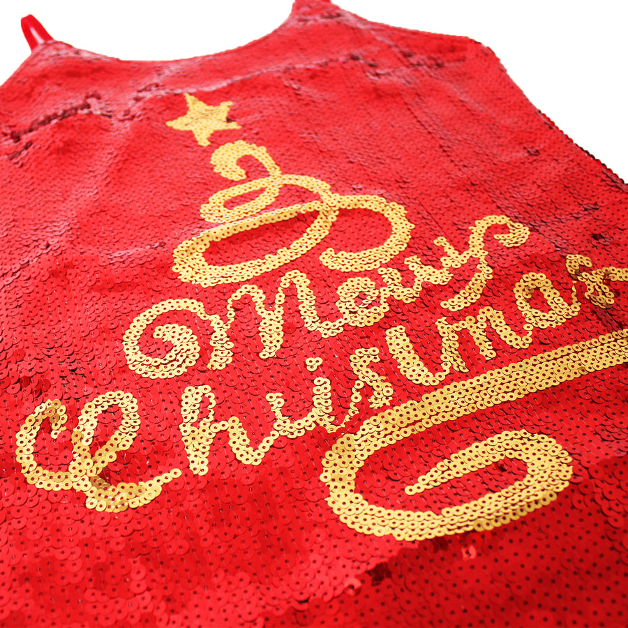 Adult Christmas Sequin Singlet (Gold Merry Christmas)