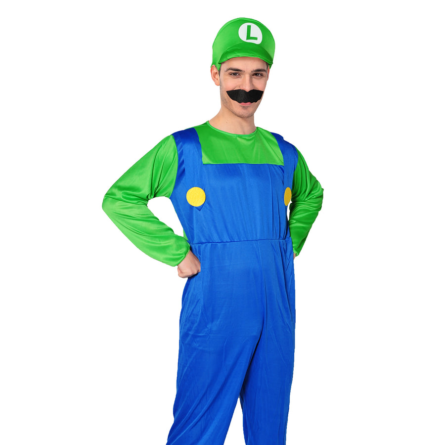 Adult Mario & Luigi Plumber Couple Costume Set