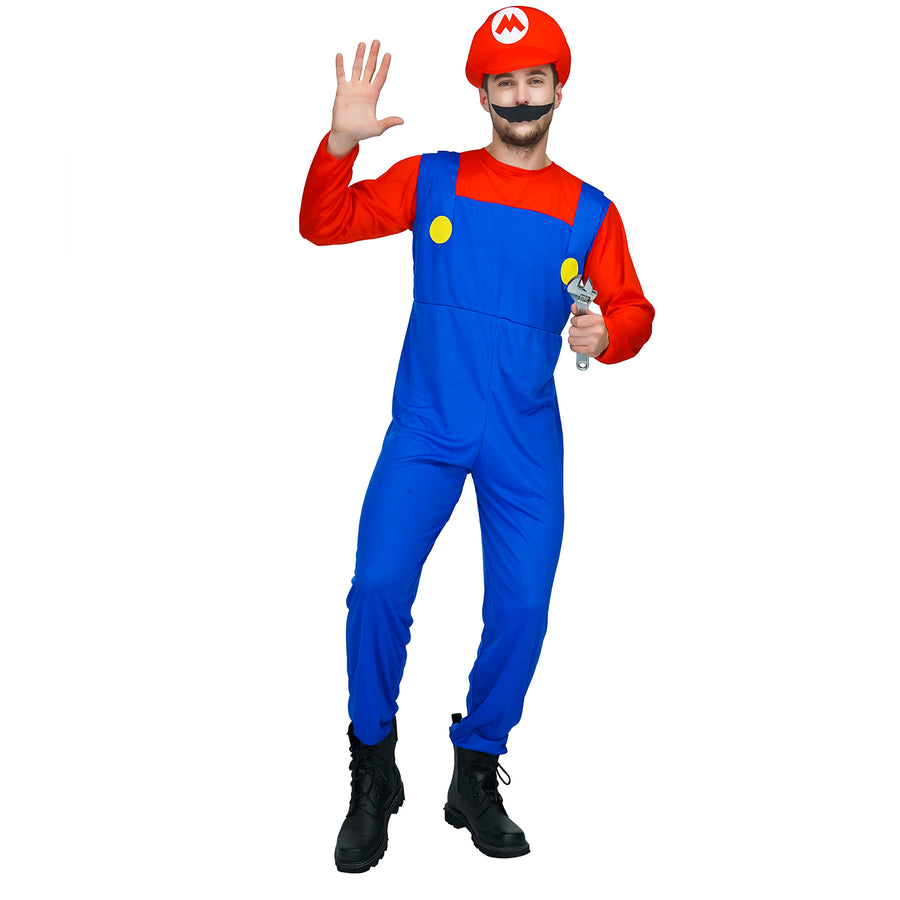 Adult Mario & Luigi Plumber Couple Costume Set