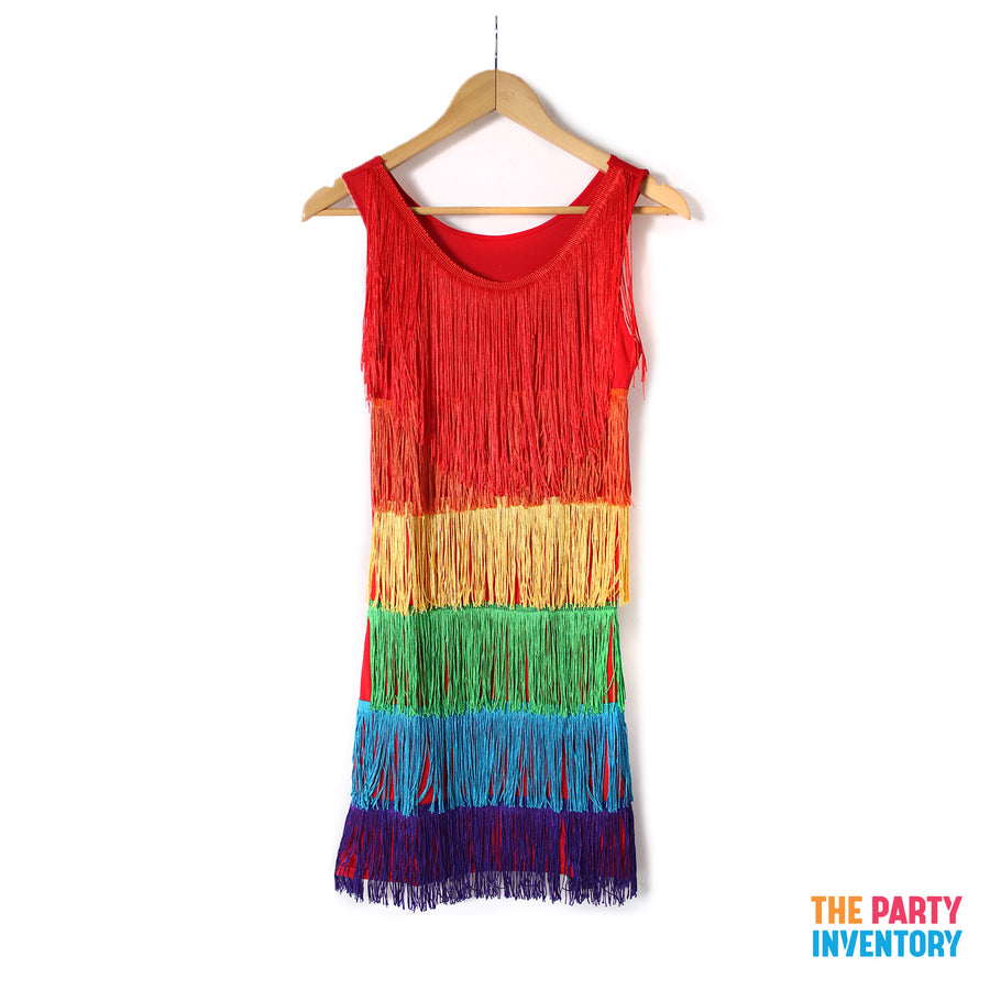 Adult Rainbow Fringed Dress