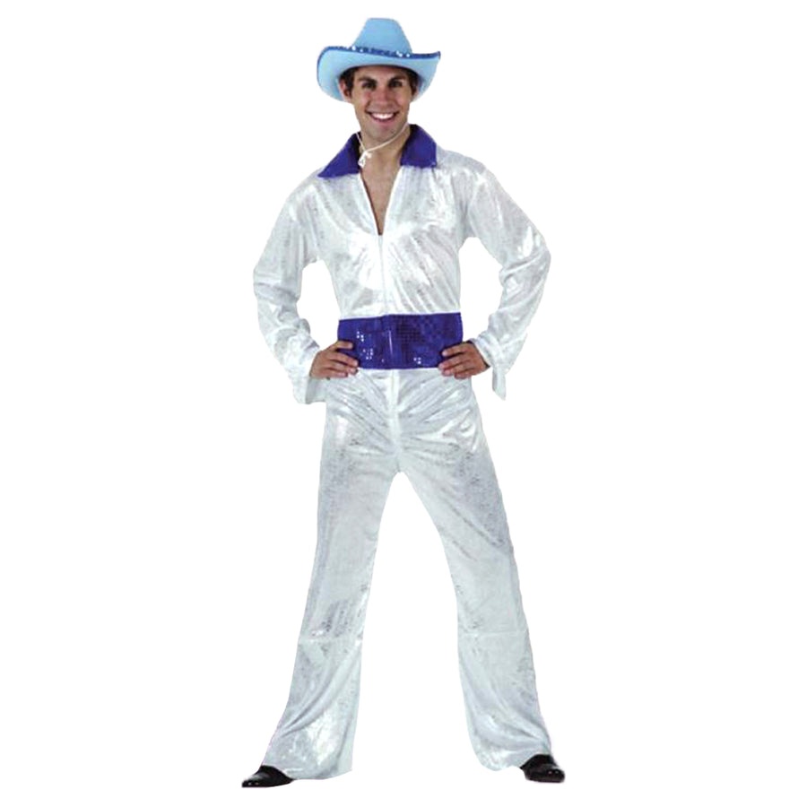 Adult Disco man Jumpsuit (White)