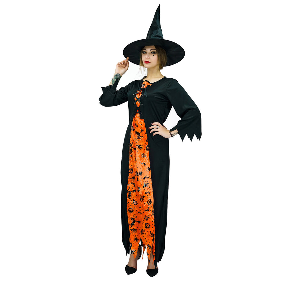 Adult Black and Orange Witch Costume