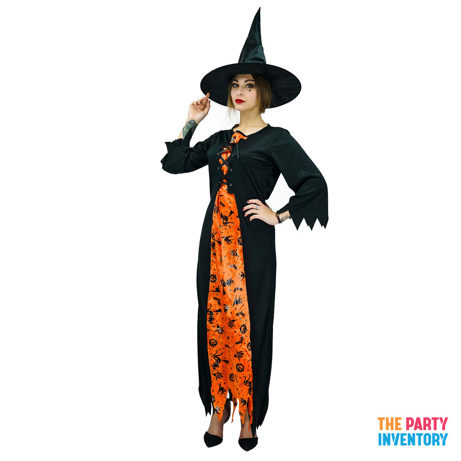 Adult Black and Orange Witch Costume