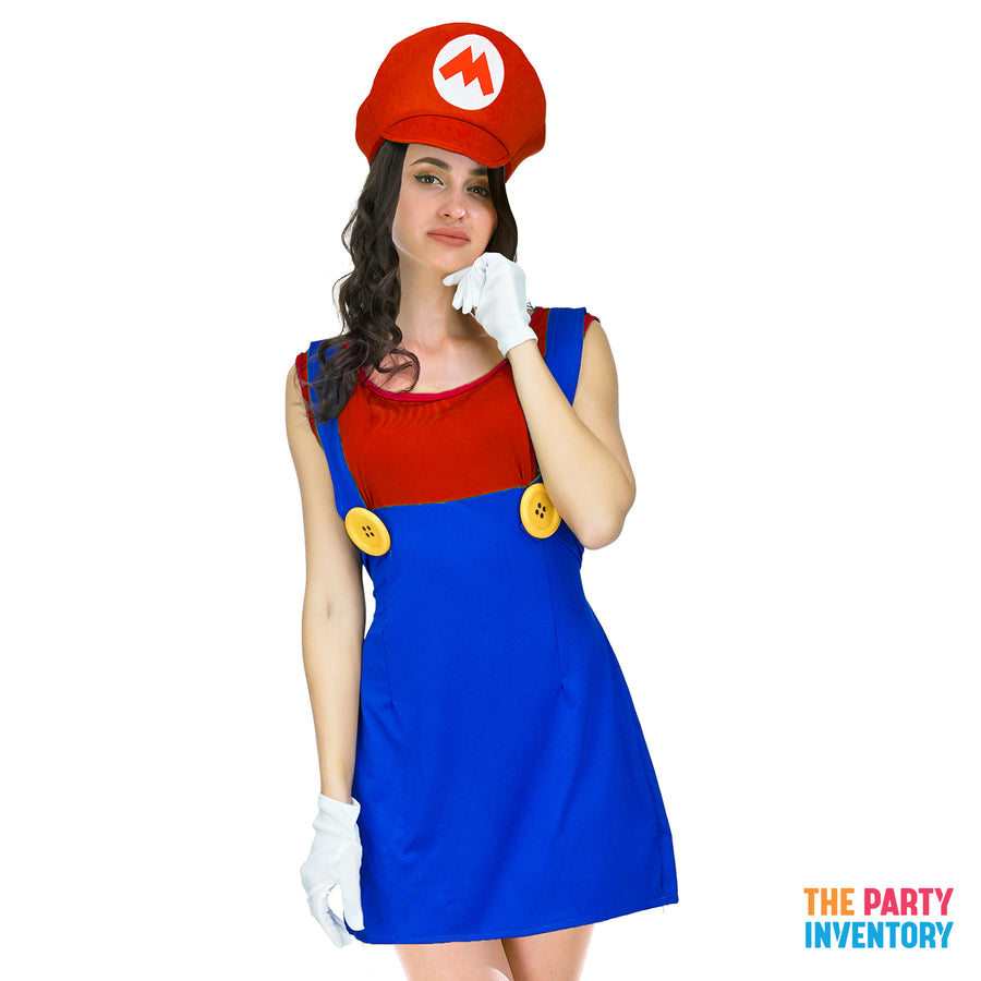 Adult Red Plumber Girl Costume