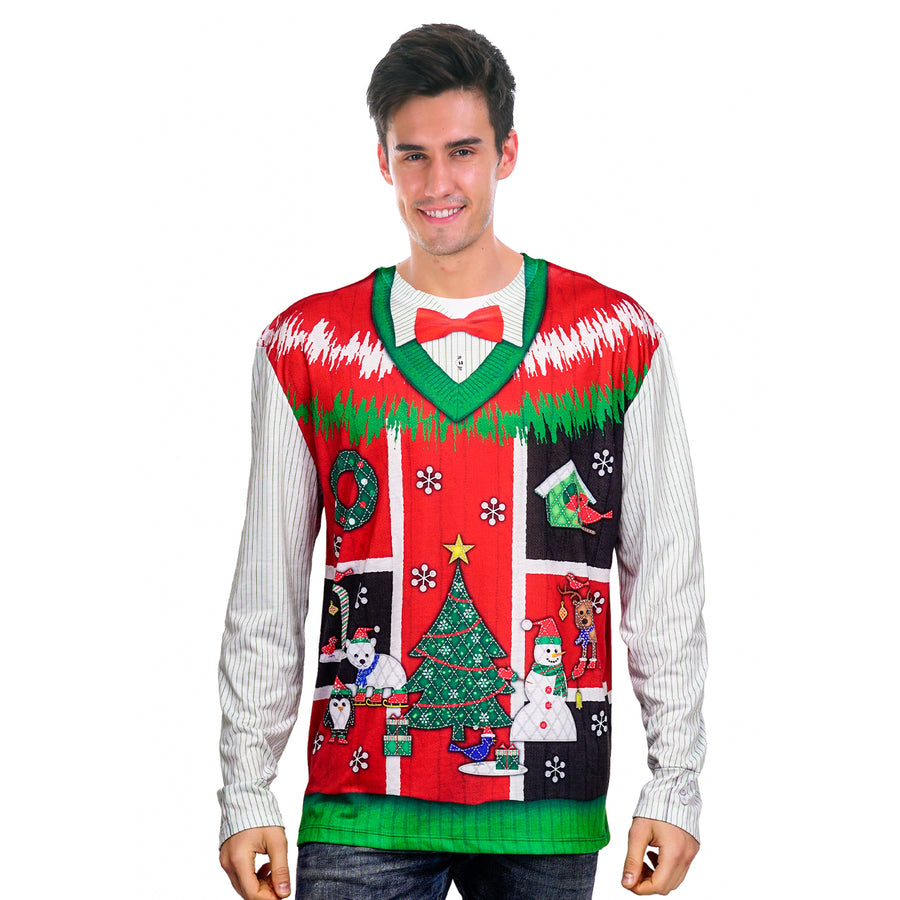 Adult Christmas Sweater Vest Print Top