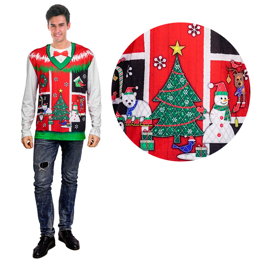 Mens Christmas Ugly Sweater Costume Kit (Red)