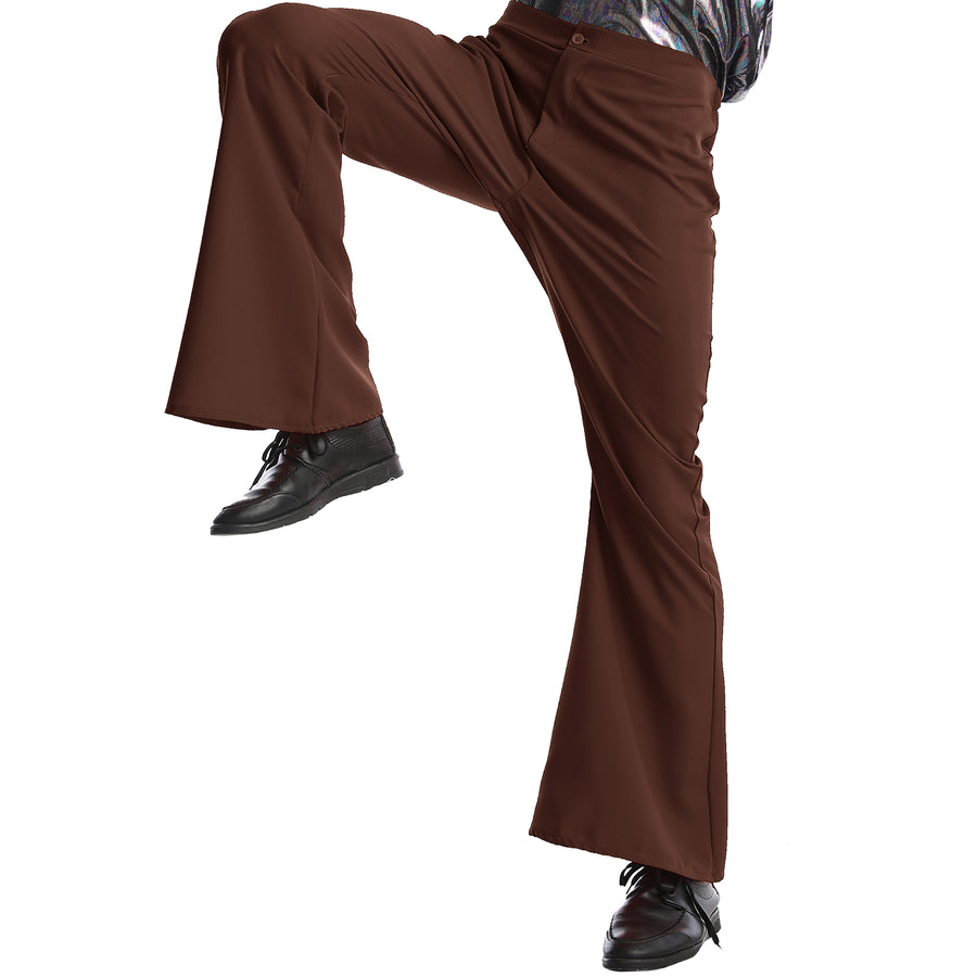 Adult 70s Disco Flare Pants (Brown)