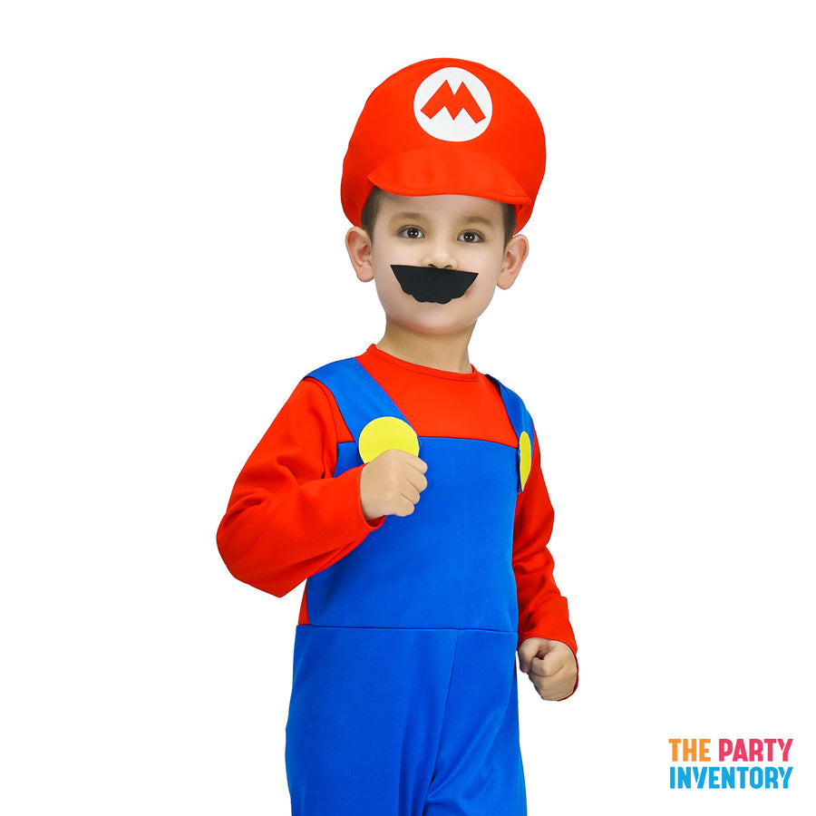 Children's Red Mario Plumber Costume (2 Sizes)