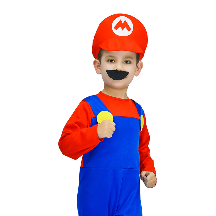 Children's Red Mario Plumber Costume (2 Sizes)