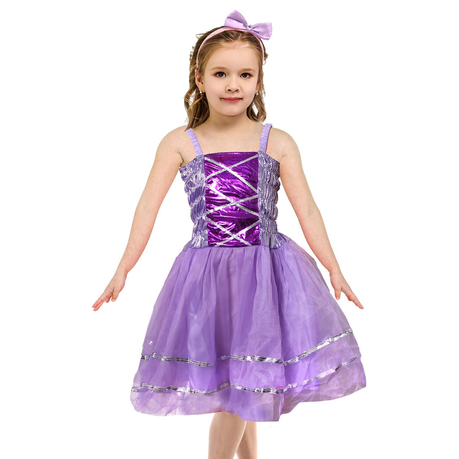 Children's Metallic Princess Dress (Purple)