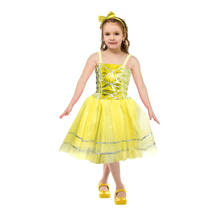 Children's Metallic Princess Dress (Yellow)