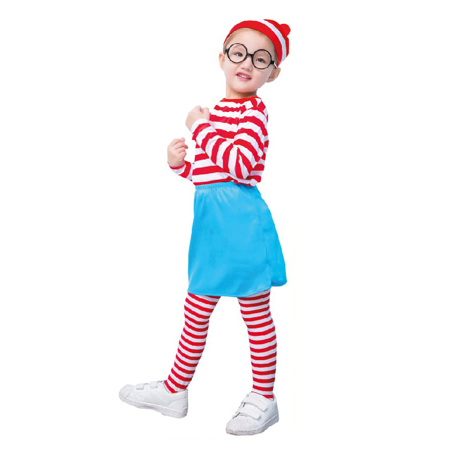 Children's Red & White Stripe Girl Costume Set