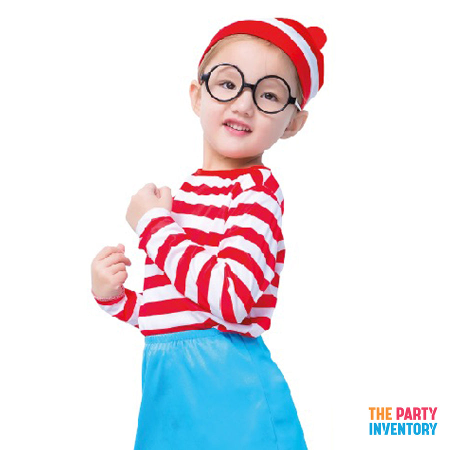 Children's Red & White Stripe Girl Costume Set