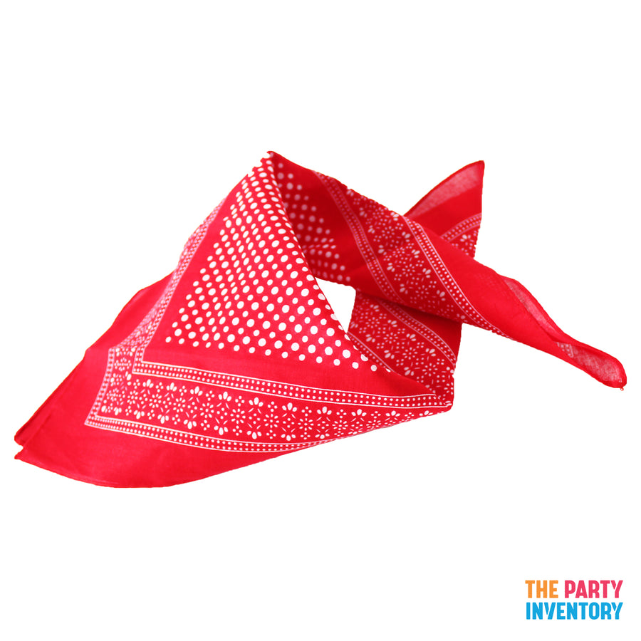 Red Polka Dot Patterned Cowboy Bandana