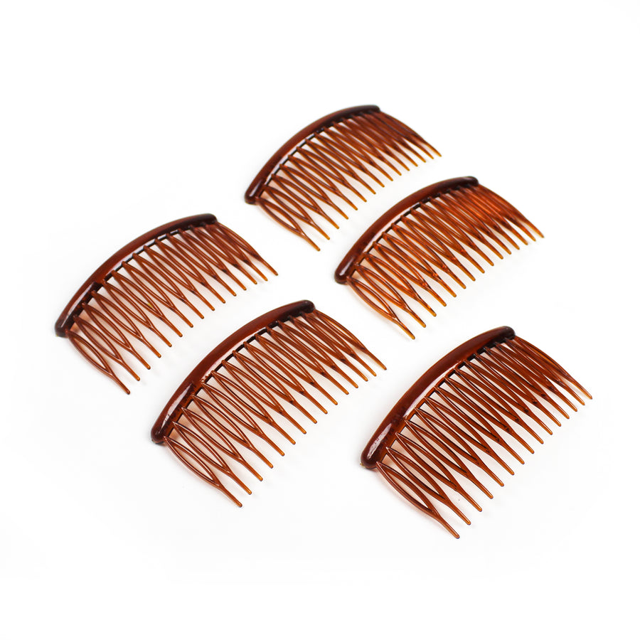 Brown Tooth Hair Comb Clips (5pk)