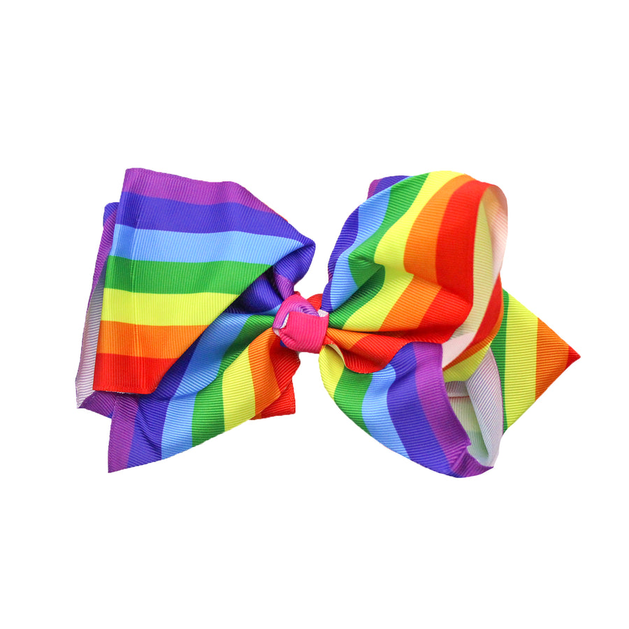 Bow Hair Clip (Rainbow Stripe)