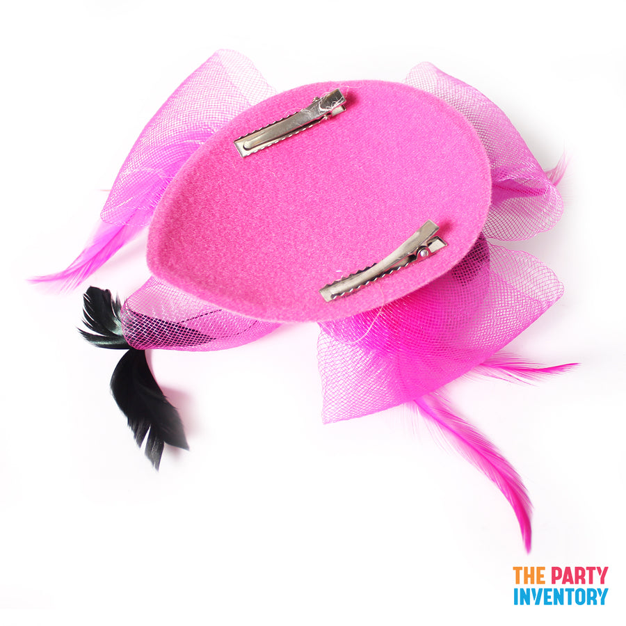 Pink Fascinator Hair Clip with Feathers