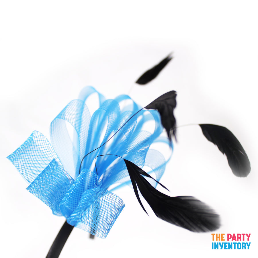 Blue Fascinator Headband with Feathers