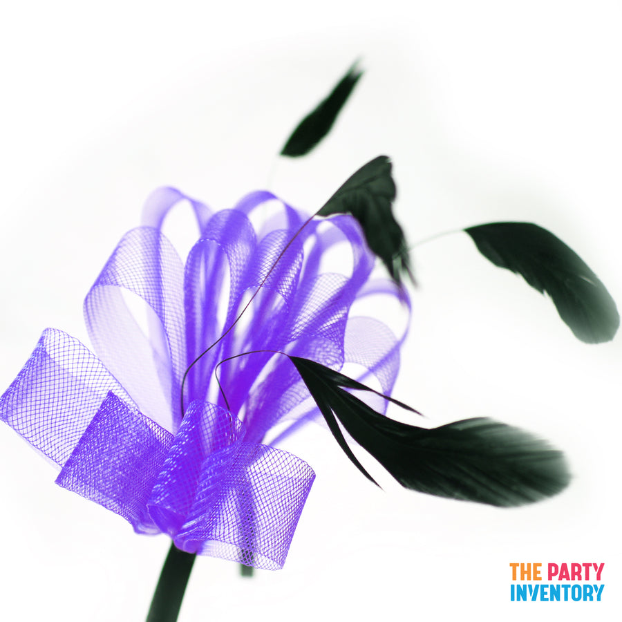 Purple Fascinator Headband with Feathers