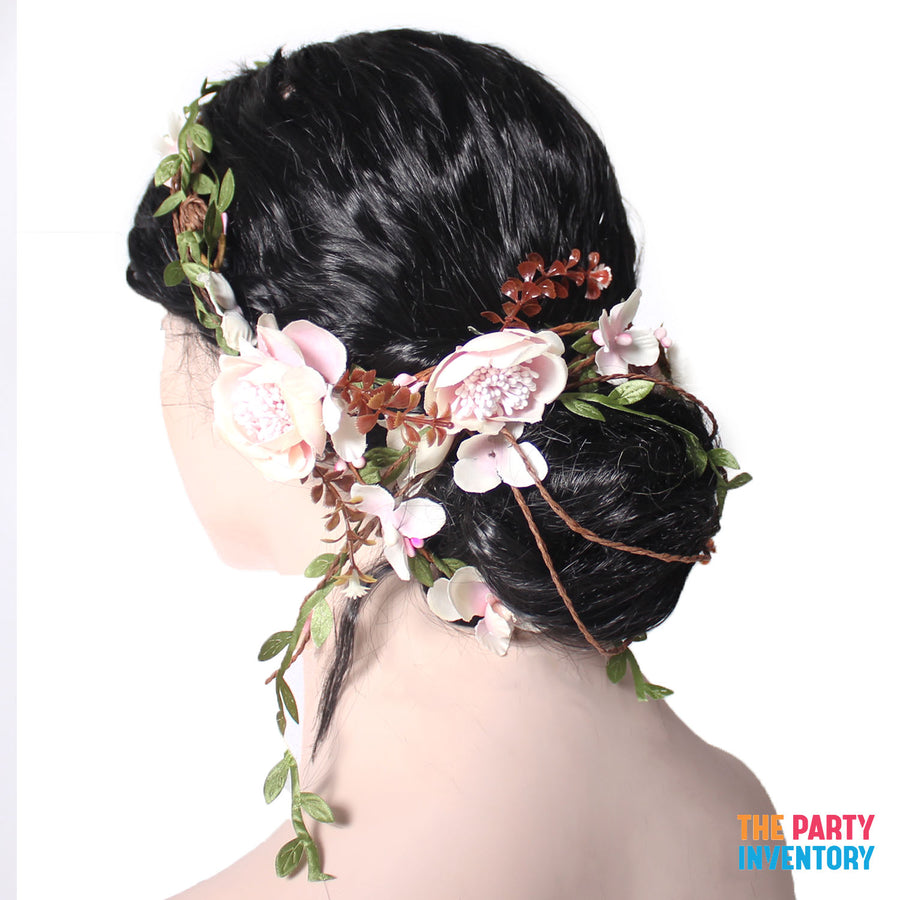 Pink Floral and Vine Hairpiece