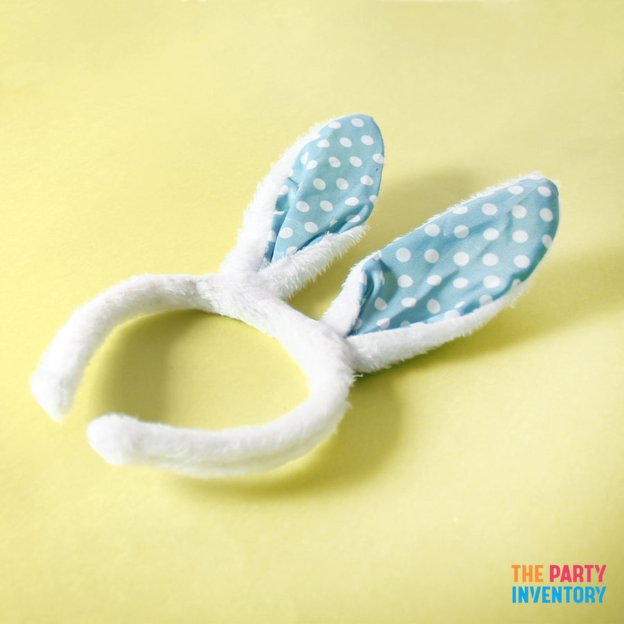 Blue Polka Dot Bunny Ears Headband