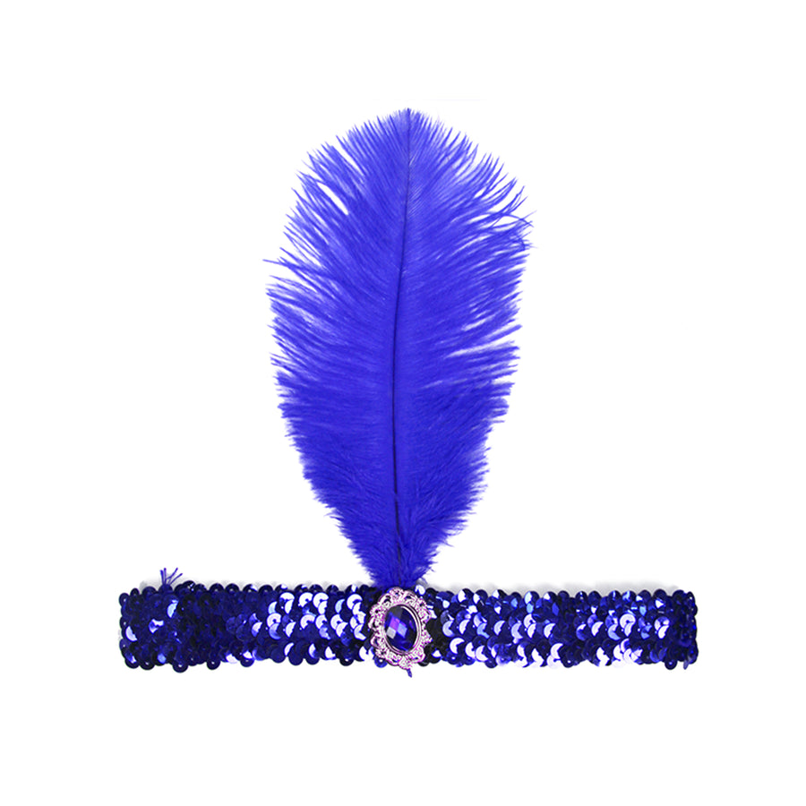 Blue Sequin Flapper Headpiece