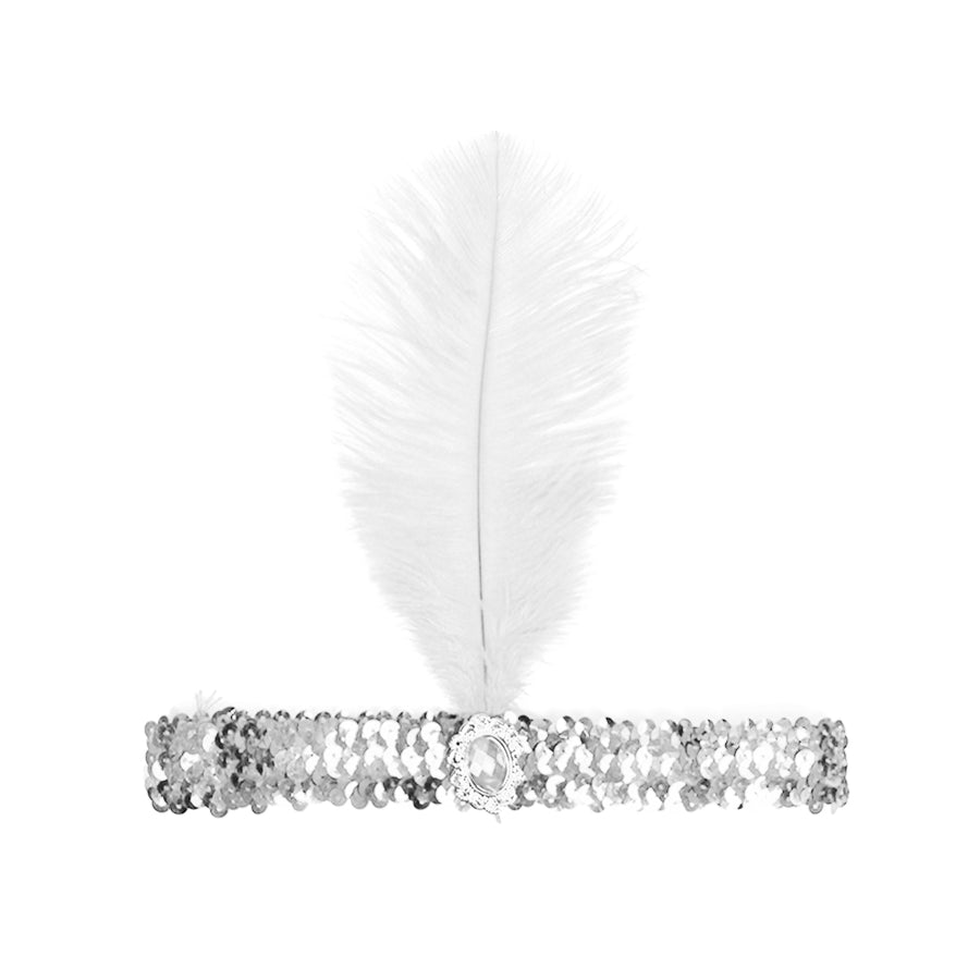 Silver Sequin Flapper Headpiece