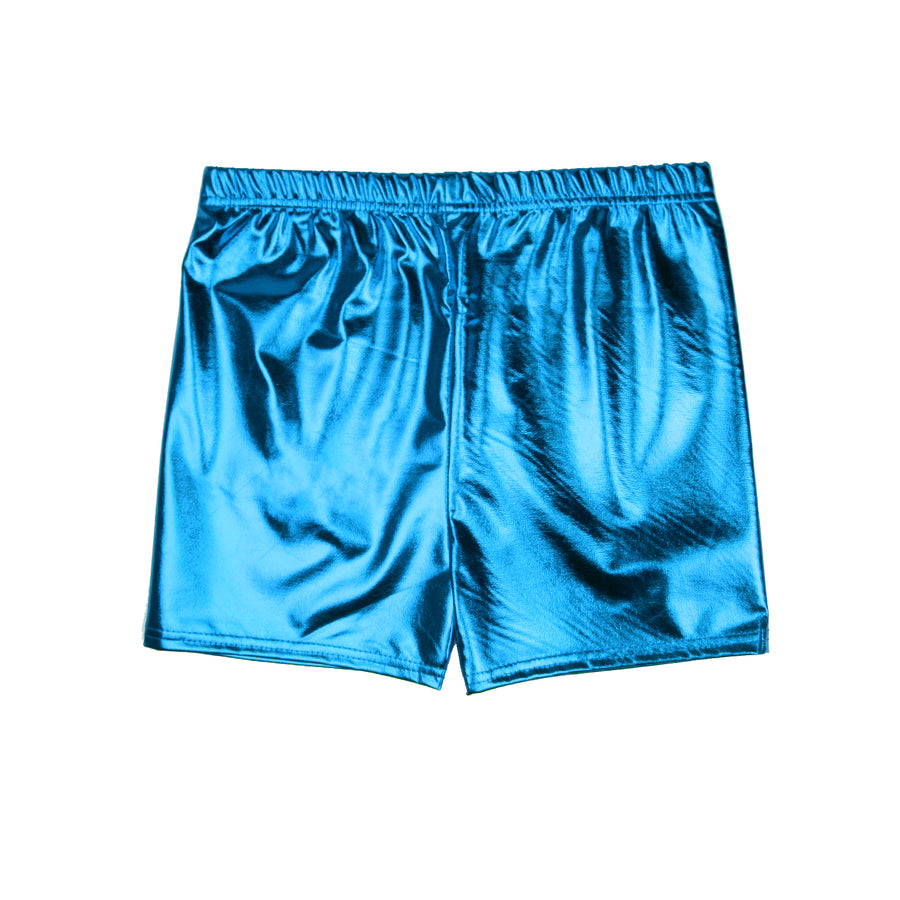 Light Blue Metallic Shorts