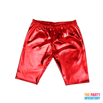 Red Metallic Long Shorts