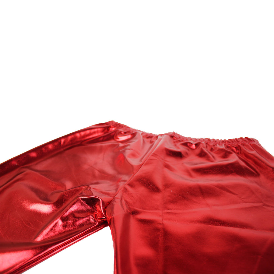 Red Metallic Long Shorts